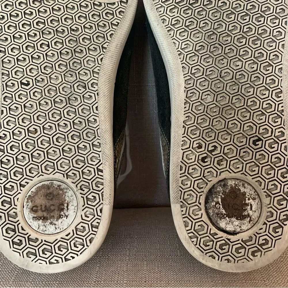 Gucci Python Snake Skin And Suede Low Top Trainner Sneakers Size 9.5 - Picture 9 of 10